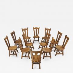 Belgian Brutalist Oak Dining Chairs Belgium 1970s - 2417205