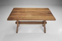 Belgian Brutalist Oak Dining Table Belgium 1970s - 2520646