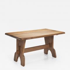 Belgian Brutalist Oak Dining Table Belgium 1970s - 2530204