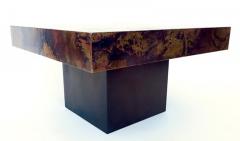 Belgian Coffee Table with Etched Copper and Brass Abstract Relief Signed Poolkes - 433696