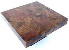 Belgian Coffee Table with Etched Copper and Brass Abstract Relief Signed Poolkes - 433697