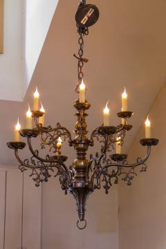 Belgian Gothic Style Bronze Chandelier with Twelve Arms circa 1900 - 2255024