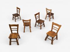 Belgian Modern Six Brutalist Dining Chairs Oak Belgium 1970s - 4588565