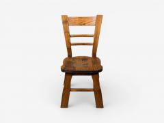 Belgian Modern Six Brutalist Dining Chairs Oak Belgium 1970s - 4588572
