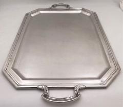 Belgian Silver Two Handled Early 20th Century Bar Tray in Art Deco Style - 3247182