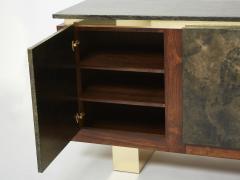 Belgian brutalist rosewood resin and brass sideboard 1970 - 4529682