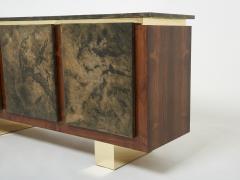 Belgian brutalist rosewood resin and brass sideboard 1970 - 4529683