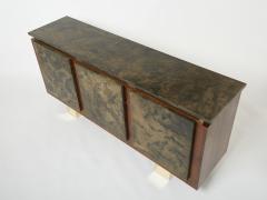 Belgian brutalist rosewood resin and brass sideboard 1970 - 4529684