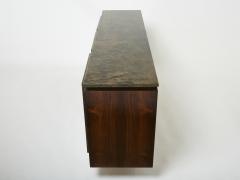 Belgian brutalist rosewood resin and brass sideboard 1970 - 4529687