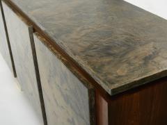 Belgian brutalist rosewood resin and brass sideboard 1970 - 4529688