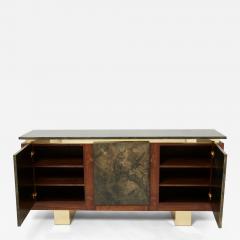 Belgian brutalist rosewood resin and brass sideboard 1970 - 4575819