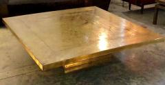 Belgium large spectacular square gold bronze engraved coffee table - 2400418