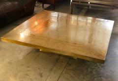 Belgium large spectacular square gold bronze engraved coffee table - 2400419