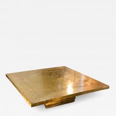 Belgium large spectacular square gold bronze engraved coffee table - 2404931