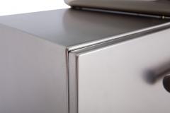 Belgo Chrom Sideboard With Floating Glass In Brushed Stainless Steel 1970s - 858112