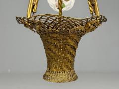 Belle Epoque Style Basket Chandelier Bronze Porcelain 1940s - 4484778