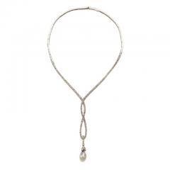Belle poque Natural Pearl Drop and Diamond Lavalier Necklace - 3101968