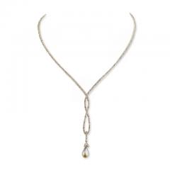 Belle poque Natural Pearl Drop and Diamond Lavalier Necklace - 3101979