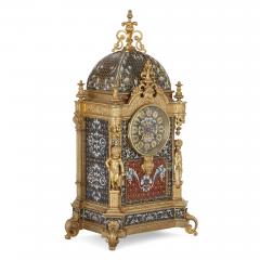 Belle poque period gilt bronze and enamel clock set - 2210783