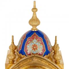 Belle poque period ormolu and porcelain mantel clock in Moorish style - 3543057