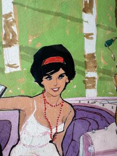 Ben Denison Alfa Romeo Traffic Stop Playboy Cartoon Mid Century - 4264284