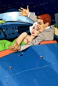 Ben Denison Blue Sports Car Arnolt Bristol Mid Century Good Life Playboy Cartoon - 4331832