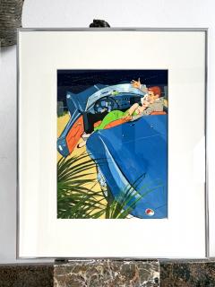 Ben Denison Blue Sports Car Arnolt Bristol Mid Century Good Life Playboy Cartoon - 4331839