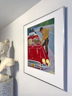 Ben Denison Red Corvette Hot Car Playboy Cartoon Mid Century - 4252236