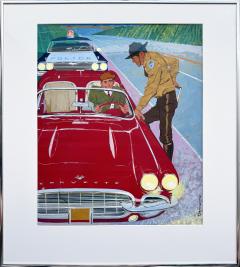Ben Denison Red Corvette Hot Car Playboy Cartoon Mid Century - 4252237
