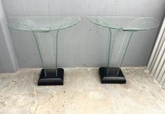 Ben Mildwoff Pair American Art Deco Curved Glass Console Tables by Ben Mildwoff - 3509006
