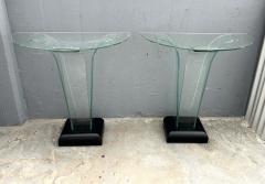 Ben Mildwoff Pair American Art Deco Curved Glass Console Tables by Ben Mildwoff - 3509009