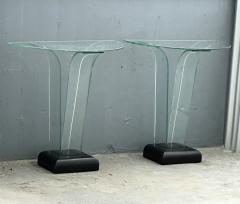 Ben Mildwoff Pair American Art Deco Curved Glass Console Tables by Ben Mildwoff - 3509011