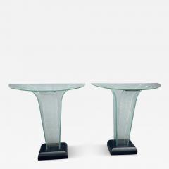Ben Mildwoff Pair American Art Deco Curved Glass Console Tables by Ben Mildwoff - 3514621