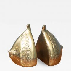 Ben Seibel Pair of Ben Seibel design fish motif brass bookends - 1584801