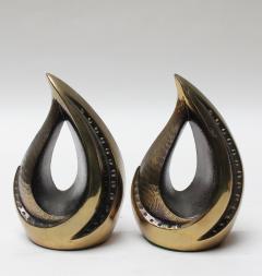 Ben Seibel Pair of Modernist Brass Flame Bookends Designed by Ben Seibel for Jenfredware - 2530804