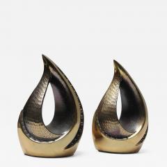 Ben Seibel Pair of Modernist Brass Flame Bookends Designed by Ben Seibel for Jenfredware - 2532441