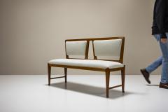 Bench And Side Chair In Cherry Wood And Off White Upholstery Italy 1950s - 3704173