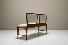 Bench And Side Chair In Cherry Wood And Off White Upholstery Italy 1950s - 3704175