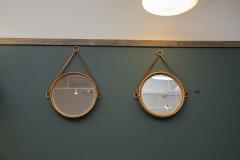 Bengt Ruda Scandinavian Modern Susanne Rattan and Leather Wall Mirrors by Bengt Ruda - 4626663