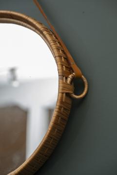 Bengt Ruda Scandinavian Modern Susanne Rattan and Leather Wall Mirrors by Bengt Ruda - 4626664