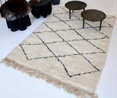 Beni Ourain Beni Ourain Moroccan Tribal Atlas Mountains Cream and Black Rug - 1461828