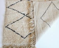 Beni Ourain Beni Ourain Moroccan Tribal Atlas Mountains Cream and Black Rug - 1461830