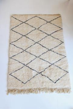 Beni Ourain Beni Ourain Moroccan Tribal Atlas Mountains Cream and Black Rug - 1461832