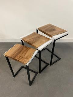 Benjamin McLaughlin White and Wood Nesting Tables - 3419688