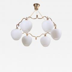 Bent Karlby One of Two Six Shade Chandelier by Bent Karlby for Lyfa Denmark 1950s - 893478