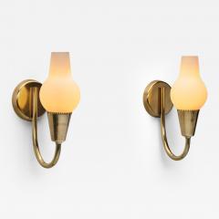 Bent Karlby Pair of Brass Wall Lamps by Bent Karlby Attr for Lyfa Denmark Mid 20th C - 4689711
