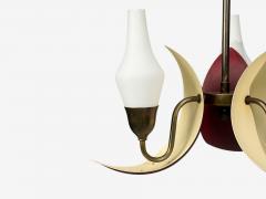 Bent Karlby Pendant Light Brass Red Lacquered Metal Glass Denmark 1950s - 4755000