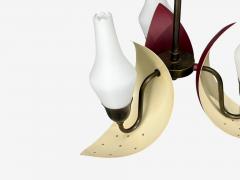 Bent Karlby Pendant Light Brass Red Lacquered Metal Glass Denmark 1950s - 4755001