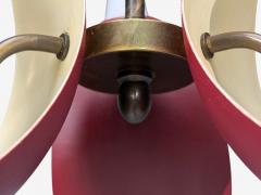 Bent Karlby Pendant Light Brass Red Lacquered Metal Glass Denmark 1950s - 4755003