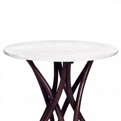 Bentwood Walnut and White Marble Caf Table - 4657764
